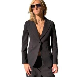 Hana San Blazer One Button Stretch Knit Jacket Retail $495 NWT Womens Size 38